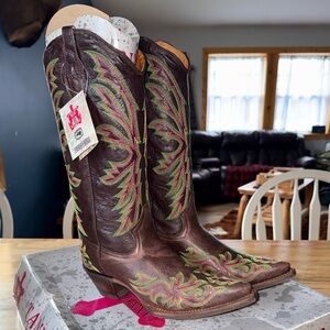 Tanner Mark Neon Contrast Stitch Cowboy Boots